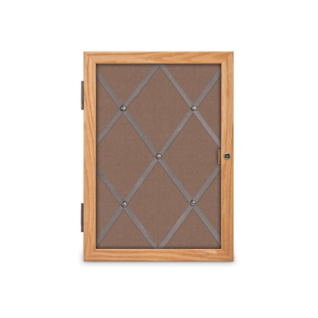 United Visual Products Sliding Door 8" Wood Framed Display Case, UVDC1650-OAK-SURF UVDC1650-OAK-SURF
